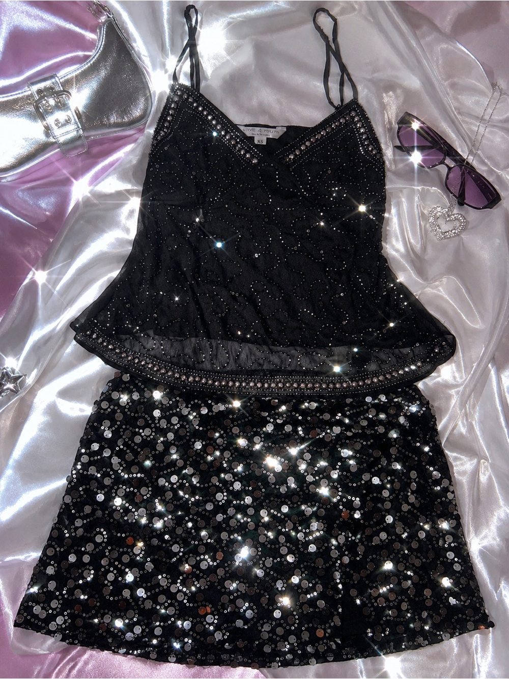 NWT Y2K Party Outfit Rave whimsy Fairy XS/M Festival Clubwear Sequin